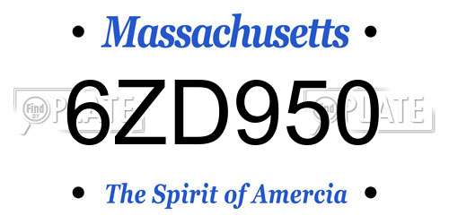 6ZD950 Massachusetts License Plate