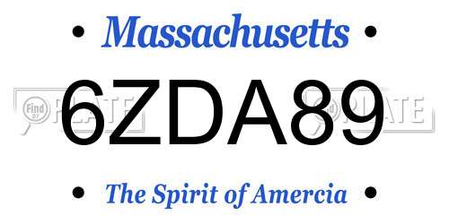 6ZDA89 Massachusetts License Plate