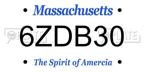 6ZDB30 Massachusetts License Plate