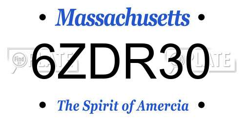 6ZDR30 Massachusetts License Plate