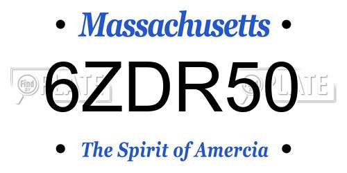6ZDR50 Massachusetts License Plate