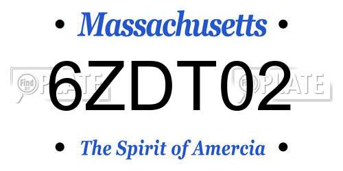 6ZDT02 Massachusetts License Plate