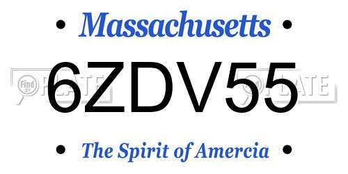 6ZDV55 Massachusetts License Plate