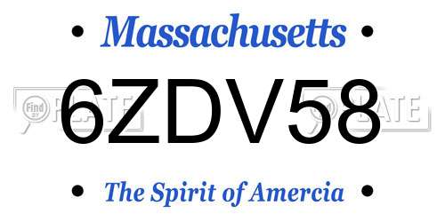 6ZDV58 Massachusetts License Plate