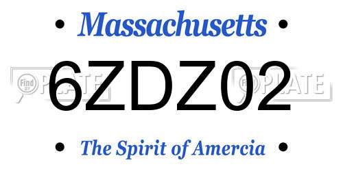 6ZDZ02 Massachusetts License Plate