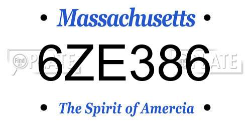 6ZE386 Massachusetts License Plate