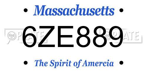 6ZE889 Massachusetts License Plate