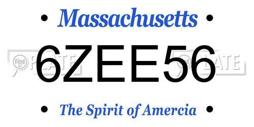 6ZEE56 Massachusetts License Plate