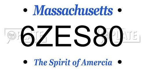 6ZES80 Massachusetts License Plate
