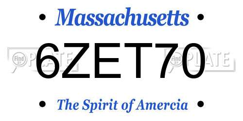 6ZET70 Massachusetts License Plate
