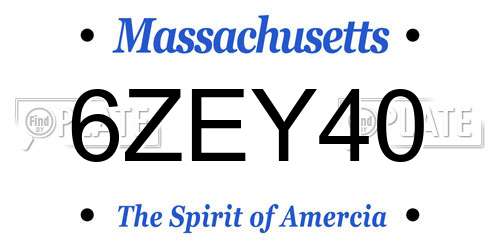 6ZEY40 Massachusetts License Plate
