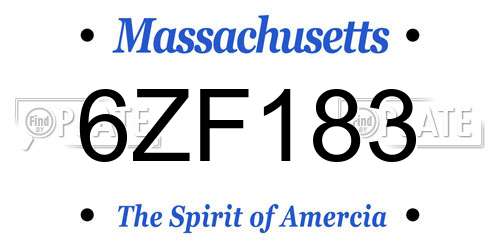 6ZF183 Massachusetts License Plate
