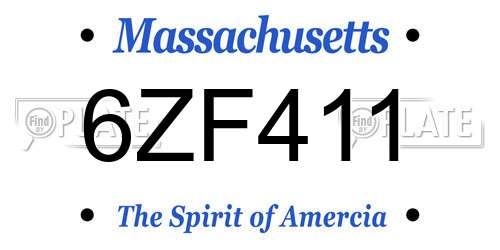 6ZF411 Massachusetts License Plate