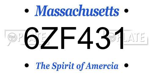 6ZF431 Massachusetts License Plate