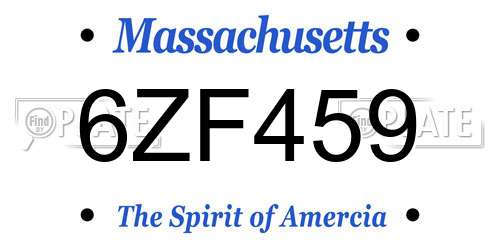 6ZF459 Massachusetts License Plate