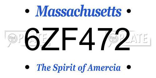 6ZF472 Massachusetts License Plate