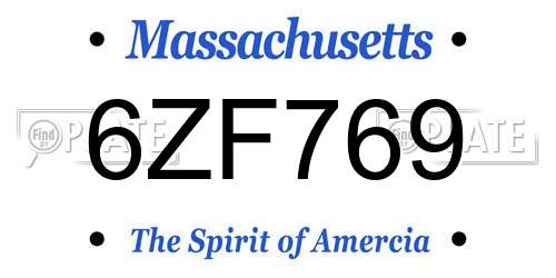6ZF769 Massachusetts License Plate
