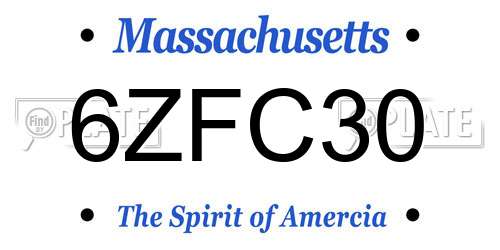 6ZFC30 Massachusetts License Plate