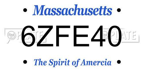 6ZFE40 Massachusetts License Plate