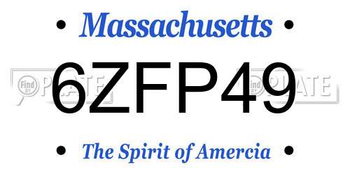 6ZFP49 Massachusetts License Plate