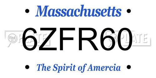 6ZFR60 Massachusetts License Plate