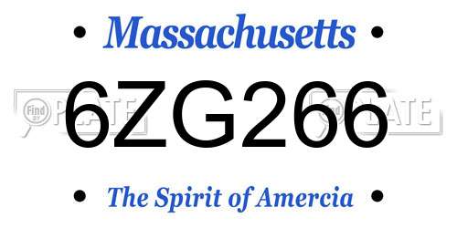 6ZG266 Massachusetts License Plate