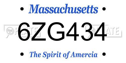 6ZG434 Massachusetts License Plate