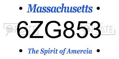 6ZG853 Massachusetts License Plate