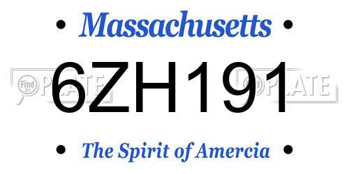 6ZH191 Massachusetts License Plate
