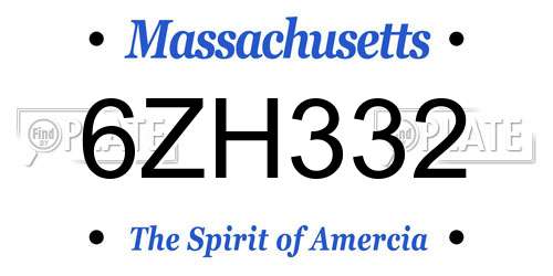 6ZH332 Massachusetts License Plate
