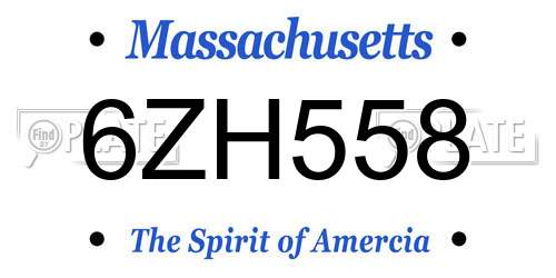 6ZH558 Massachusetts License Plate