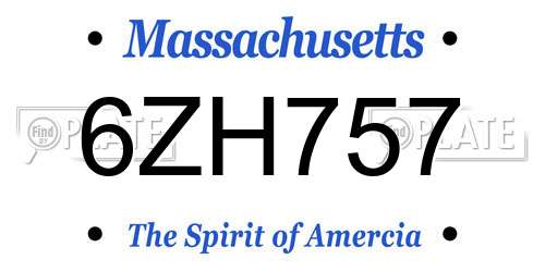6ZH757 Massachusetts License Plate
