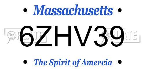 6ZHV39 Massachusetts License Plate