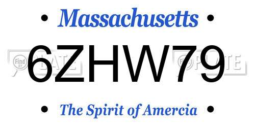 6ZHW79 Massachusetts License Plate