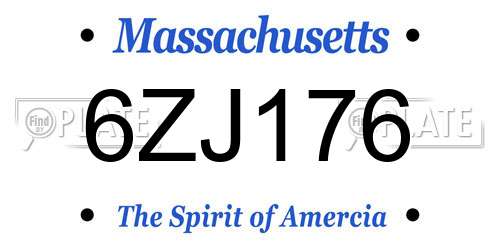 6ZJ176 Massachusetts License Plate
