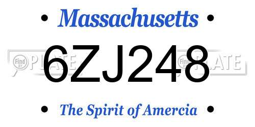 6ZJ248 Massachusetts License Plate