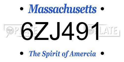 6ZJ491 Massachusetts License Plate