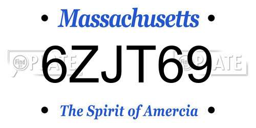 6ZJT69 Massachusetts License Plate