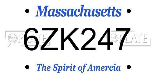 6ZK247 Massachusetts License Plate