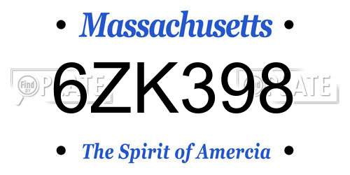 6ZK398 Massachusetts License Plate