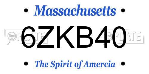 6ZKB40 Massachusetts License Plate
