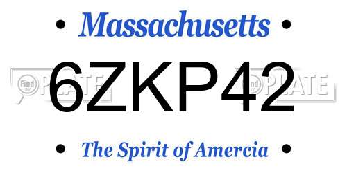 6ZKP42 Massachusetts License Plate