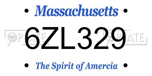 6ZL329 Massachusetts License Plate