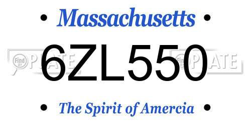 6ZL550 Massachusetts License Plate