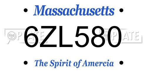 6ZL580 Massachusetts License Plate