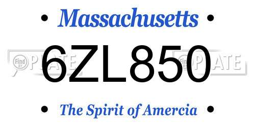 6ZL850 Massachusetts License Plate