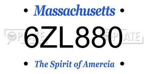 6ZL880 Massachusetts License Plate