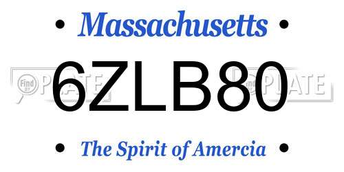6ZLB80 Massachusetts License Plate