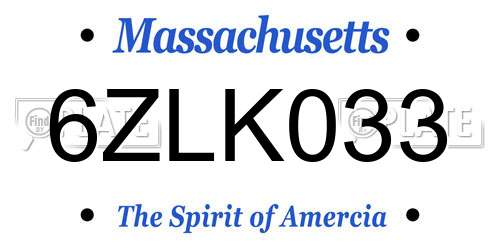6ZLK033 Massachusetts License Plate