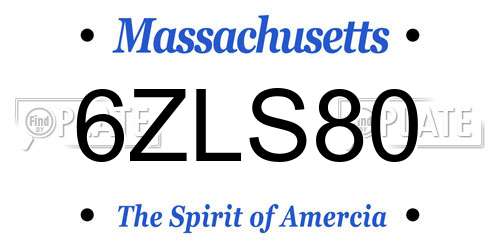 6ZLS80 Massachusetts License Plate